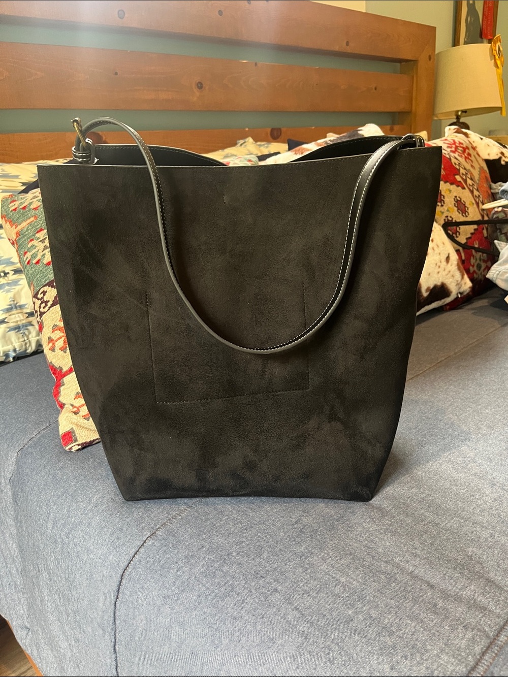 GAP Black Suede Shoulder Tote